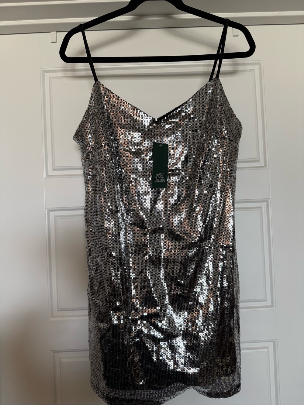 wild fable Silver Sequin Slip Mini Dress